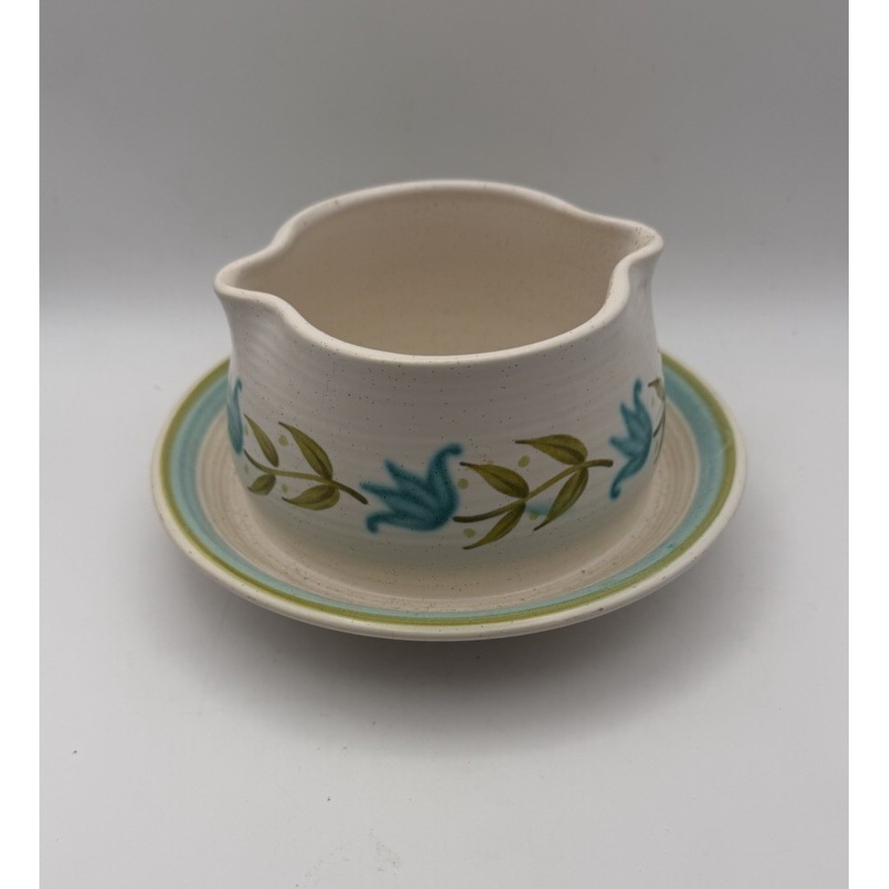 Vintage Franciscan Tulip Time Gravy Boat Underplate Earthenware USA